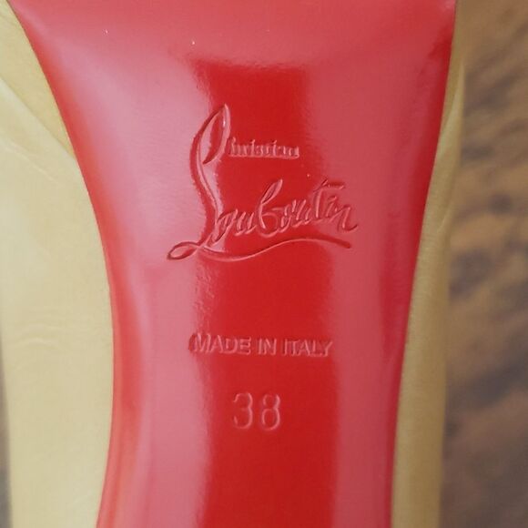 Christian Louboutin Red Bottom Chic Feminine Prorata 90 Kid Beige Pumps Size 38 - Picture 9 of 10